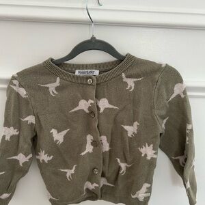 Posh Peanut Kids Dinosaur Sweater - Olive and Cream